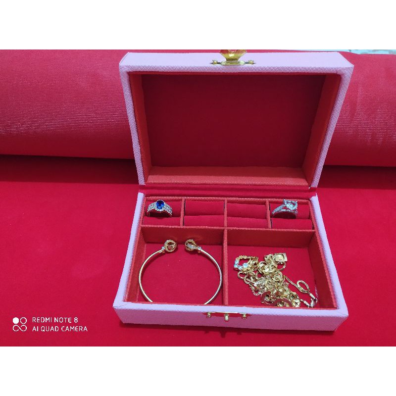 kotak perhiasan bahan kulit sintetis bisa untuk kalung gelang cincin anting liontin LM/ANTAM