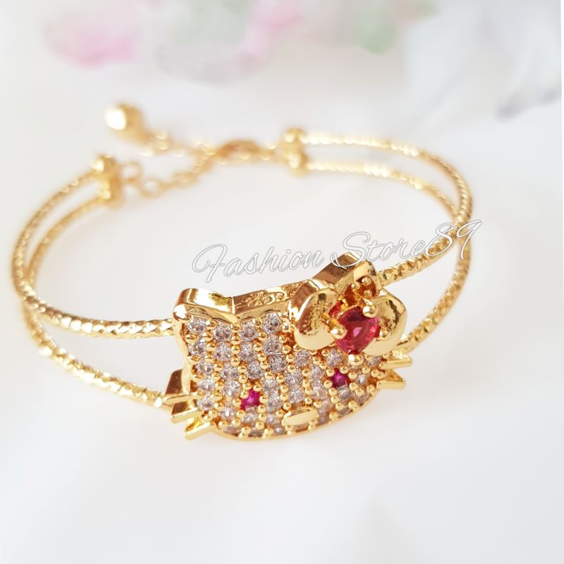 New Bangle Anak kait full permata zirconia Xuping Yaxiya Perhiasan lapis emas 18k