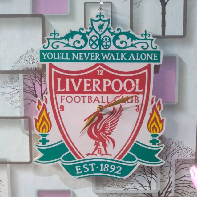 JAM DINDING KAYU MURAH KARAKTER  ARTISTIK VINTAGE LOGO LIVERPOOL