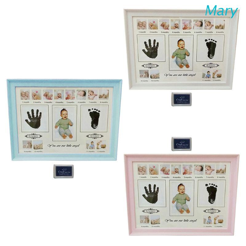 Mary Set Frame Foto + Cap Tangan / Kaki Bayi Newborn Dengan Bantalan Tinta