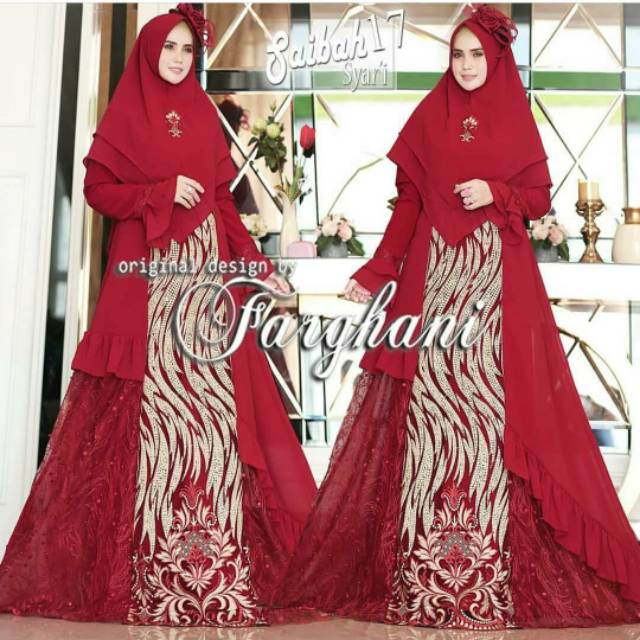 saibah 17 farghani / gamis syari brokat / gamis pesta akad / dress maxy