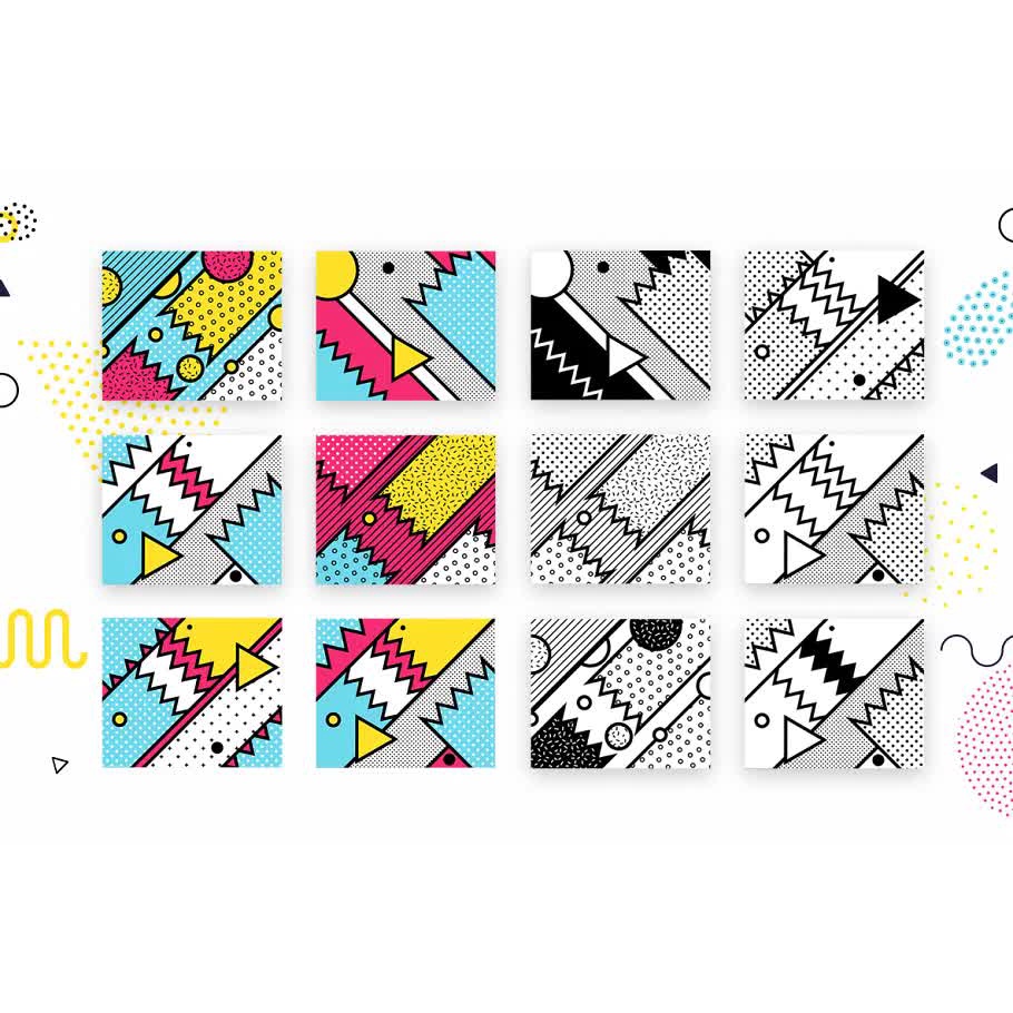 272 Patterns Elements Memphis Set - Vector Designs