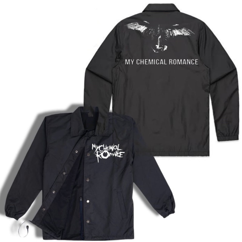 Coach jaket MY CHEMICAL ROMANCE jacket band metal VINTAGE parasut waterproof taslan polos hitam wind