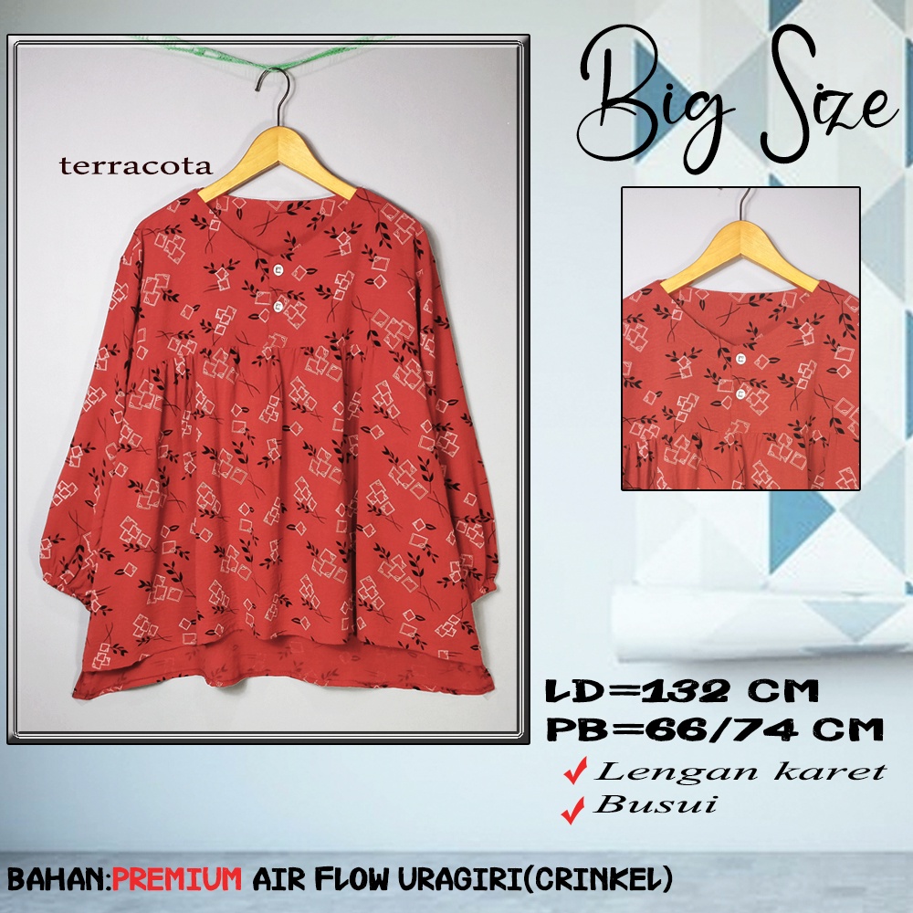 Viral Atasan JUMBO 5L / Blouse JUMBO 6L - Kirana -AIRFLOW URAGIRI PREMIUM - LD 130-2