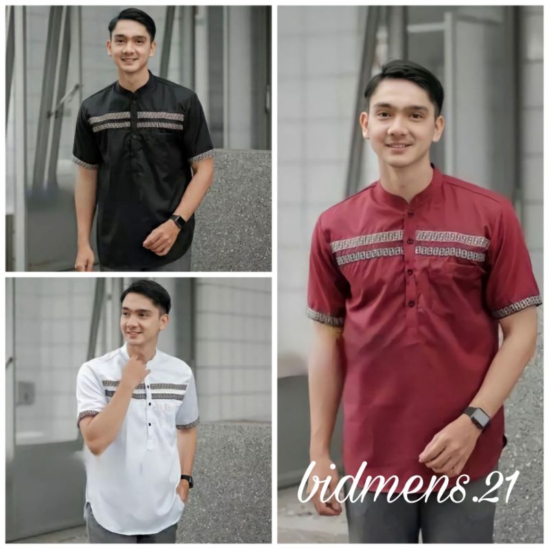 [BISA COD] Baju Koko Kurta Lengan Pendek / Baju Koko Fashion Muslim Pria Dewasa Terbaru