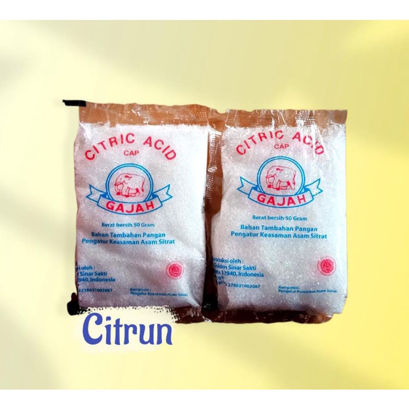 

Citric Acid cap Gajah 50gr/ citrun