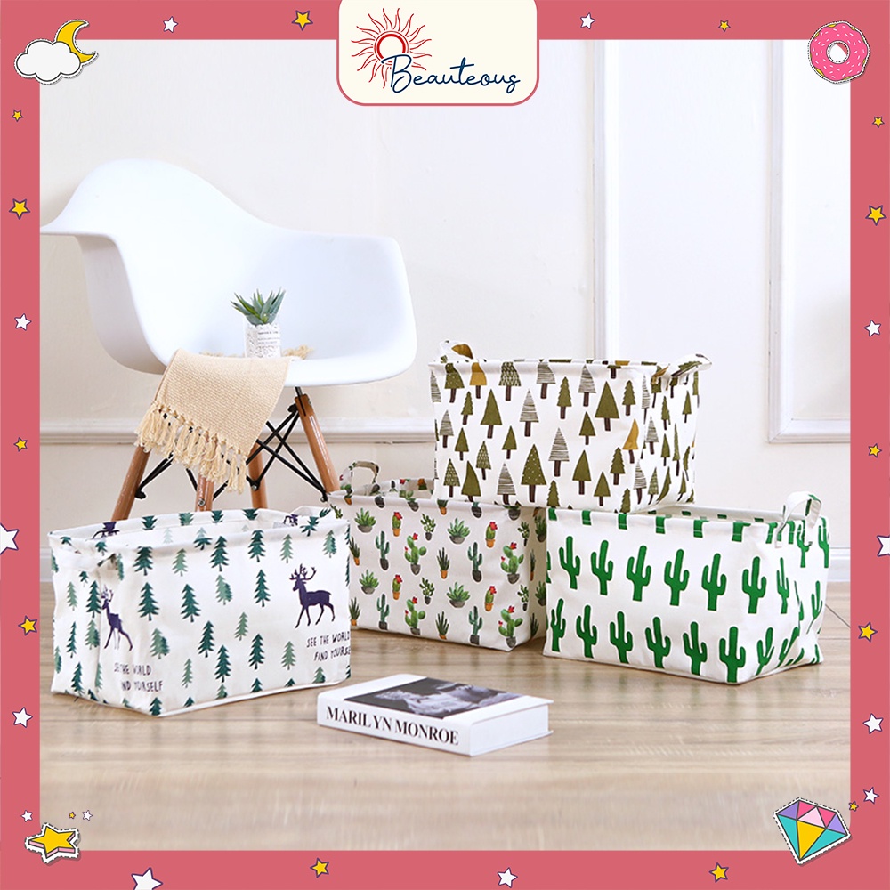 Keranjang Tempat Penyimpanan Kosmetik Multifungsi Organizer Box Besar Lipat Motif Lucu