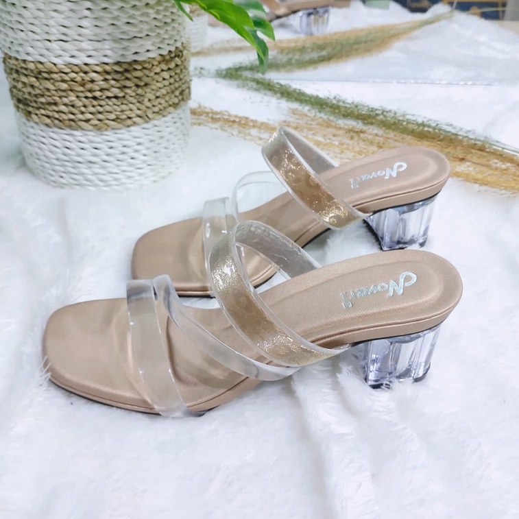 Sandal Wanita High Heels Kaca 5cm - Novari H04