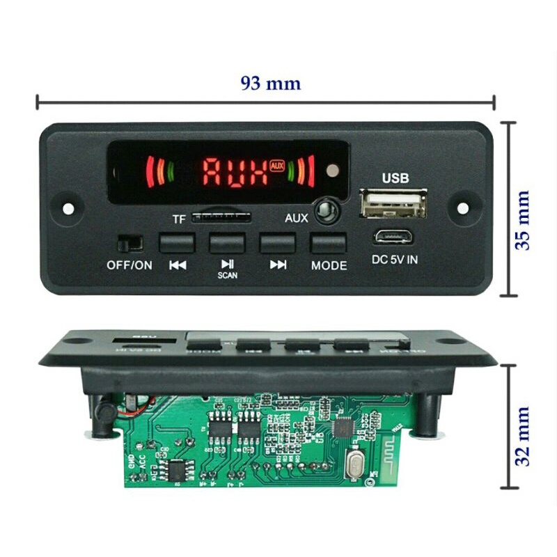 Modul Mp3 Bluetooth 5.0 Pus Amplifier 2x3W DC 5-12V 2*3Watt Decoder Board FM TF SD Card AUX