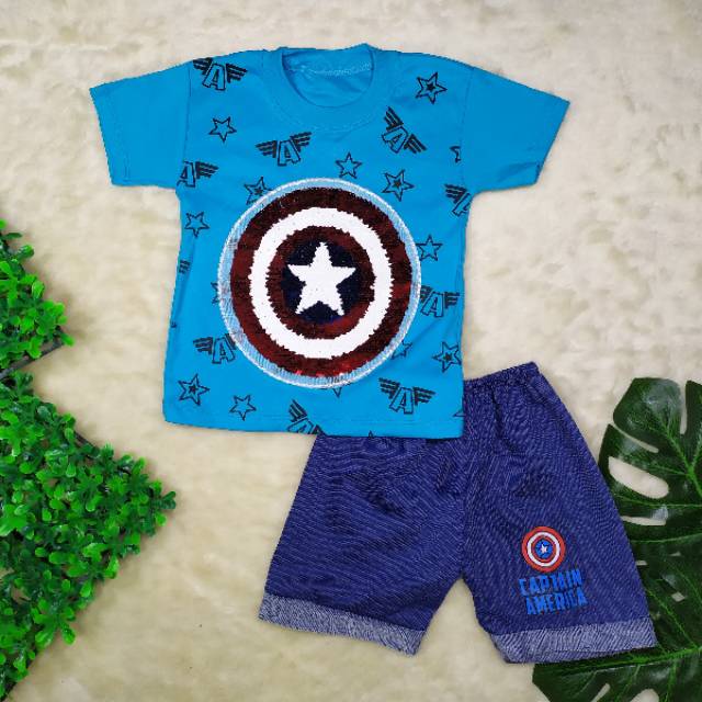 Pakaian Anak Laki-laki size 6-24bulan Model Usap Sequin / Baju Anak Cowok / Setelan Anak Laki laki