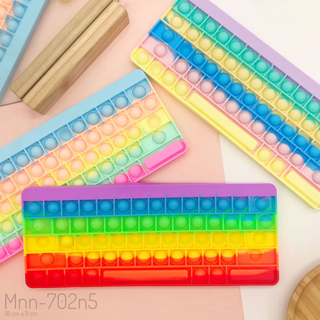 Fidget Push Pop It Mainan Pop It Bubble Bentuk Lucu Rainbow Dan Polos Import-KEYBOARD