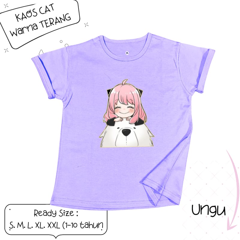 Baju Kaos Anak Cewek 3-12 tahun sampai Dewasa Jumbo &quot;ANYA&amp;BEAR&quot;