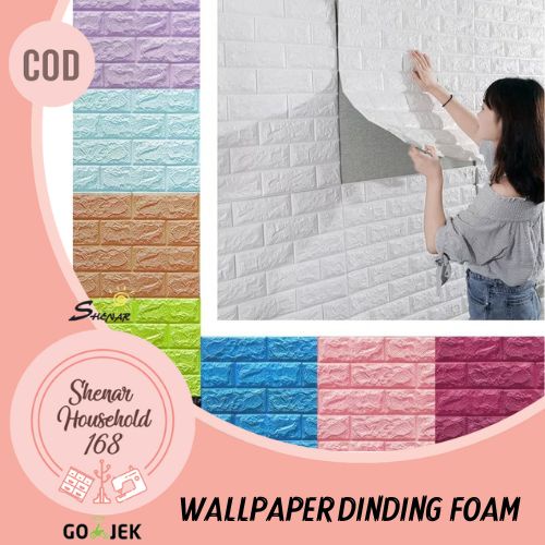 SHENAR WALLPAPER DINGDING /STIKER WALLPAPER KAMAR RUANG TAMU /WALLPAPER 3D BATU BATA 70X77 CM