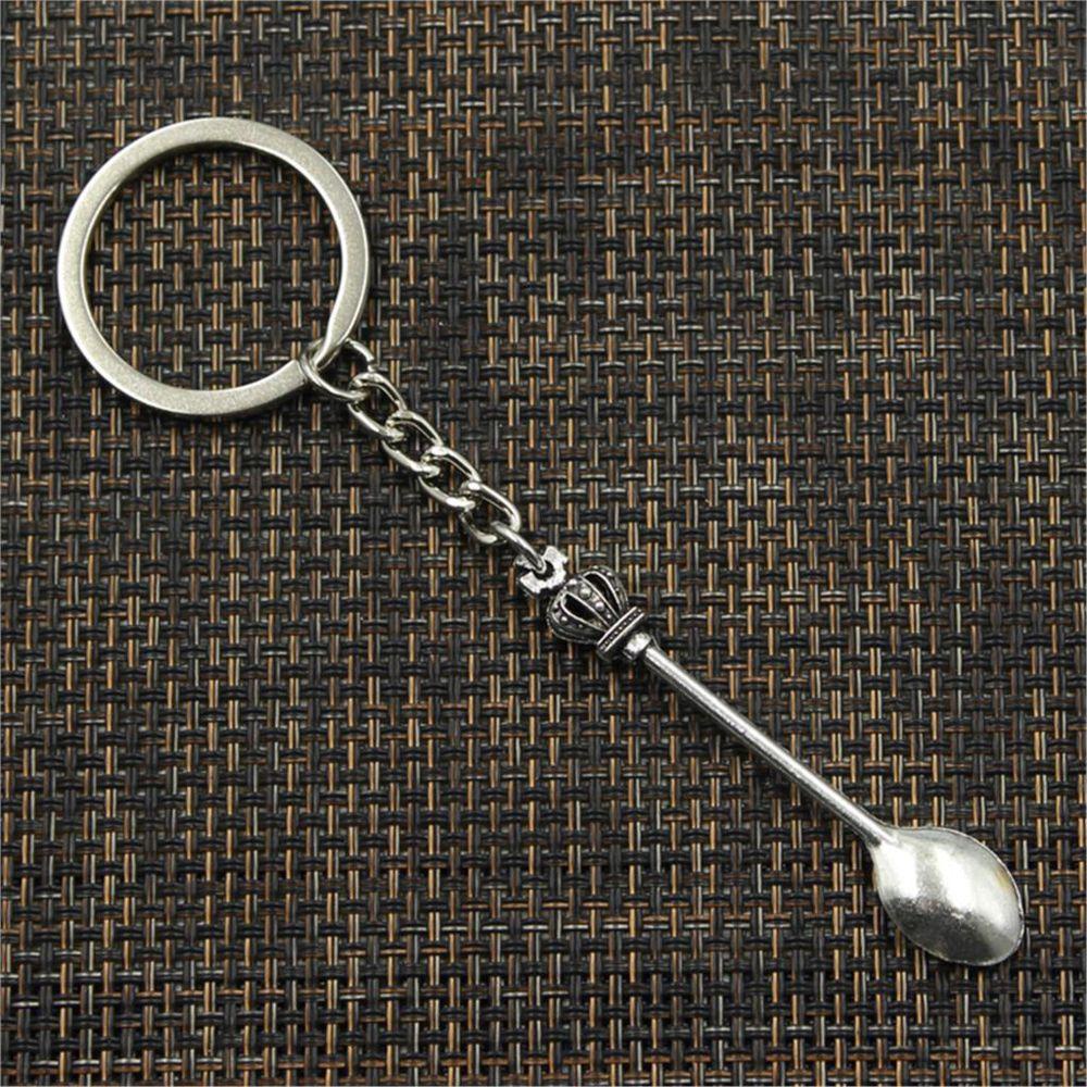 Agustinina Sendok Gantungan Kunci Natal 57x9mm Liontin Ornamen Perhiasan Hadiah Handmade Craft Metal Key Chain