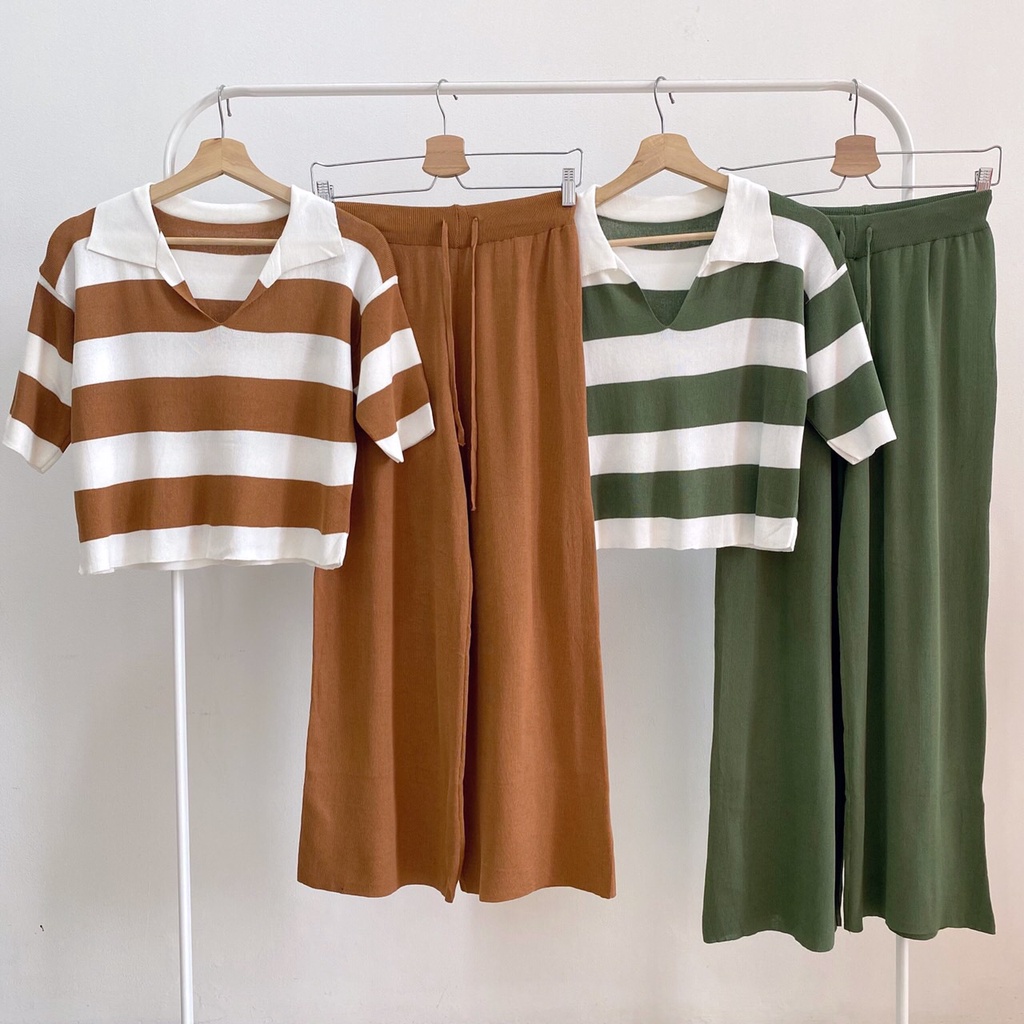[FG] Relax Stripes Knit Set Top & Pants SET6451-6