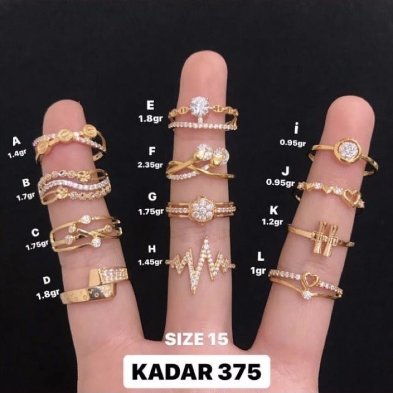 Cincin Emas Asli -S15 - Cincin Emas Kadar 375 - Toko Emas - Toko Mas asli - Perhiasan Cincin Emas