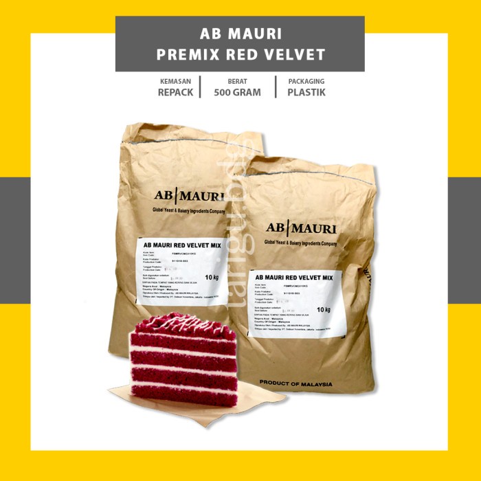 

TERBARU PREMIX RED VELVET AB MAURI 500GR - TEPUNG REDVELVET INSTANT CAKE