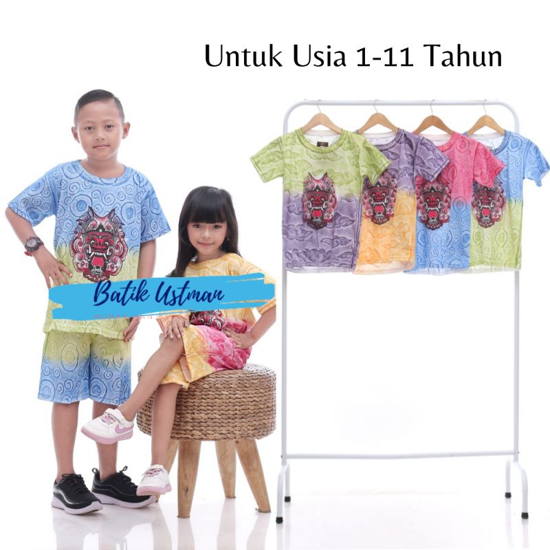 Setelan Baju Barong Bali Anak Laki Laki Dan Perempuan Umur 1-10 Tahun S M L XL XXL XXXL Kaos Pantai 