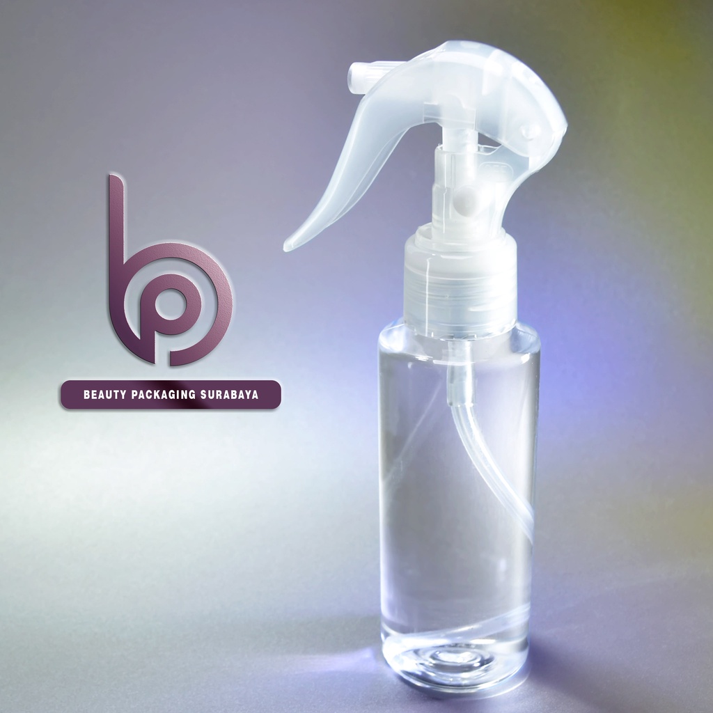 Botol Plastik PET 100ml RF Bening Tutup  Spray Trigger Semprot