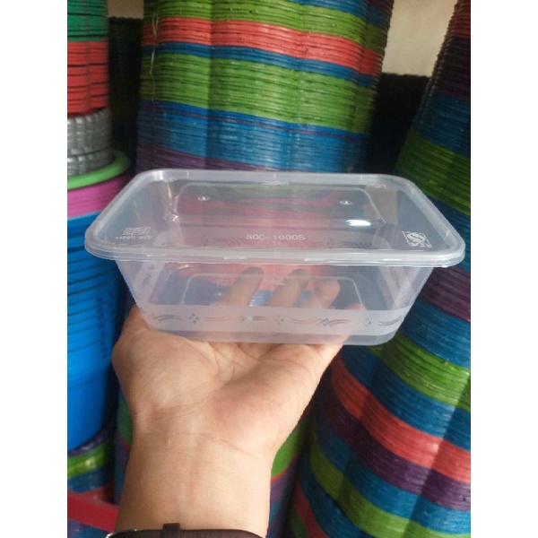 [5 pcs] thinwall rectangle 1000 ml / tepak makanan bening / box microwave / kotak mika nasi