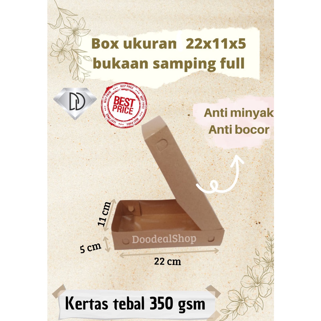 DUS KUE BROWNIES (1pak=10pcs) uk 22x11x5 SMPG Laminasi dalam, dus kue COD, DUS DONAT / MAKANAN KEKIN