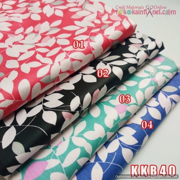 Kkb40 Kain Katun Jepang Motif Daun Putih
