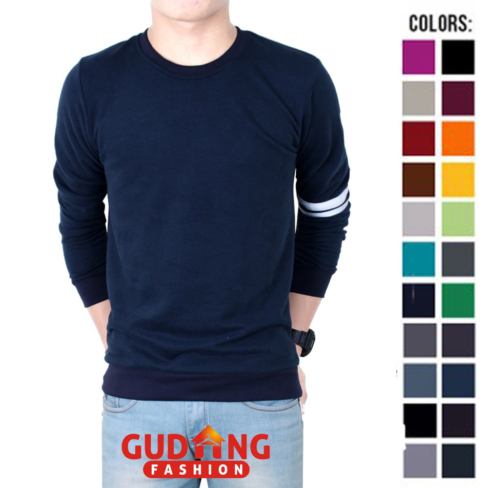 Kaos Cowok Lengan Panjang Stripe - Banyak Pilihan Warna PAN (COMB)