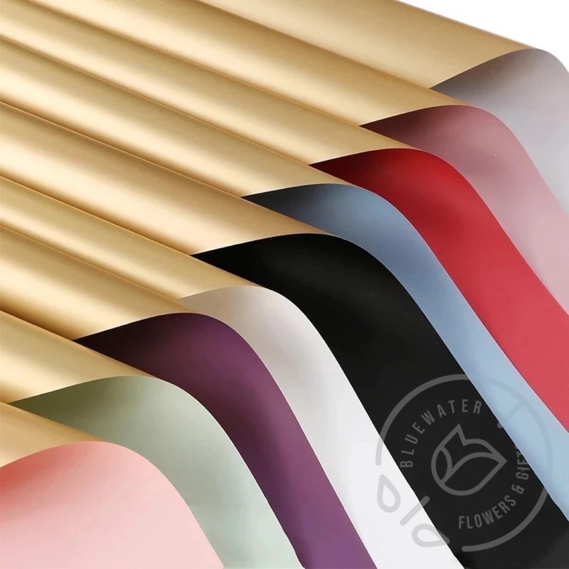

[20 Lembar] BiColor GOLD Cellophane Flower Wrapping kertas Buket Bunga Import High Quality | List Gold