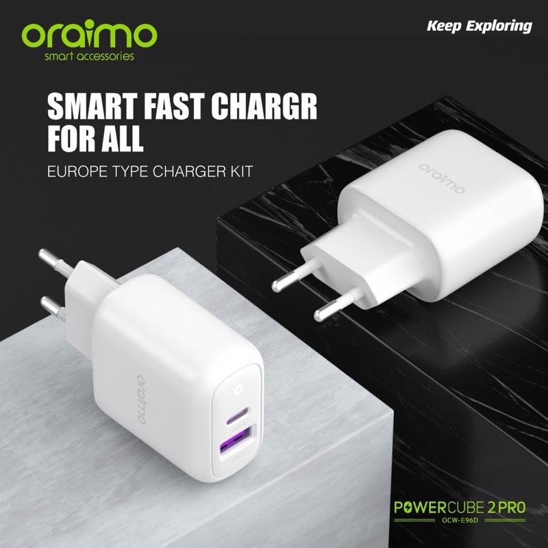 Oraimo OCW-E96D Charger Handphone Original Dual Port Smart Ultra Fast Charging Iphone/Android - Garansi 1 Tahun