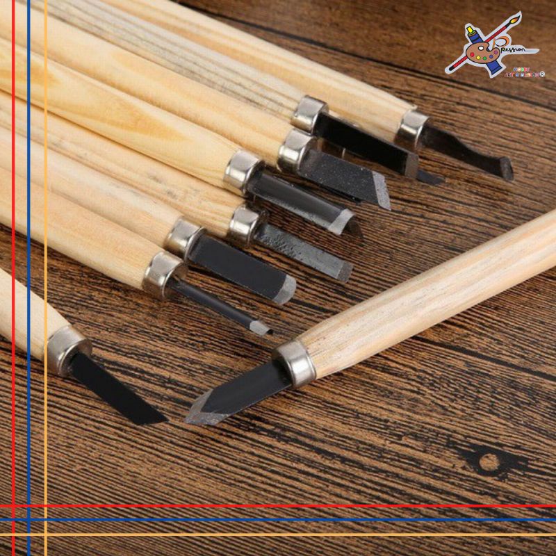 Set Pisau Ukir Pahat Kayu 12 in 1 Wood Carving Art Knife