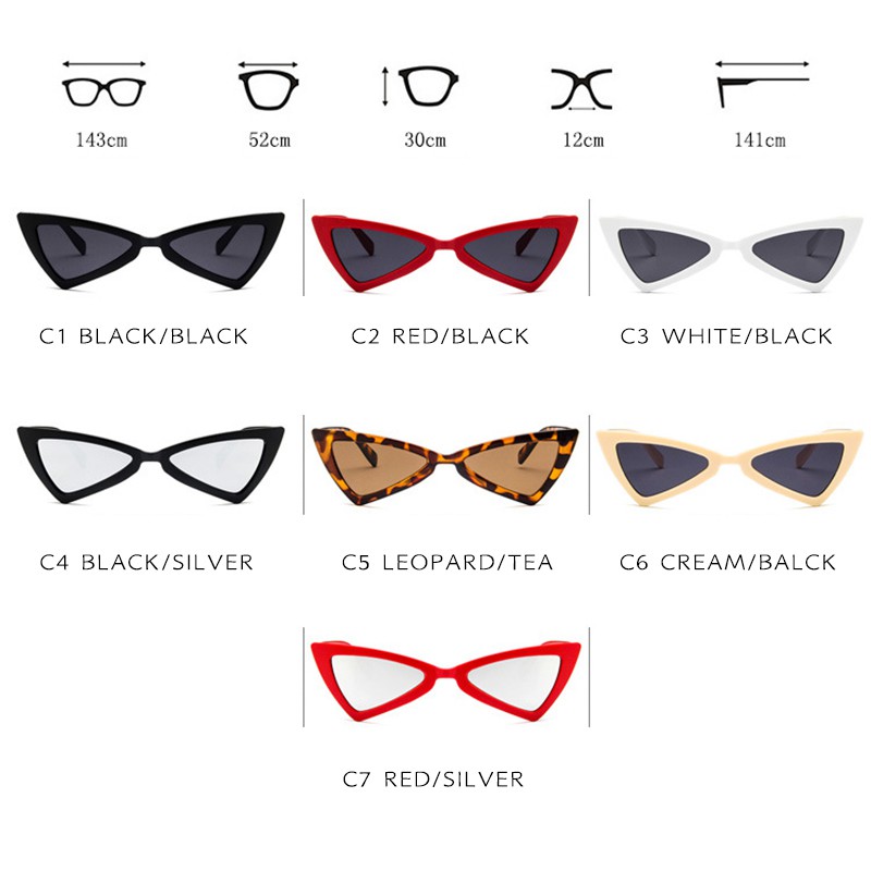 (YUZHU) TERSEDIA &amp; COD Kacamata Wanita Hitam Wanita Model Korea Ulzzang Retro Cat-eye Segitiga Untuk Pasangan Kucing Kaca Mata Vintage Gaya Cewek Sunglasses