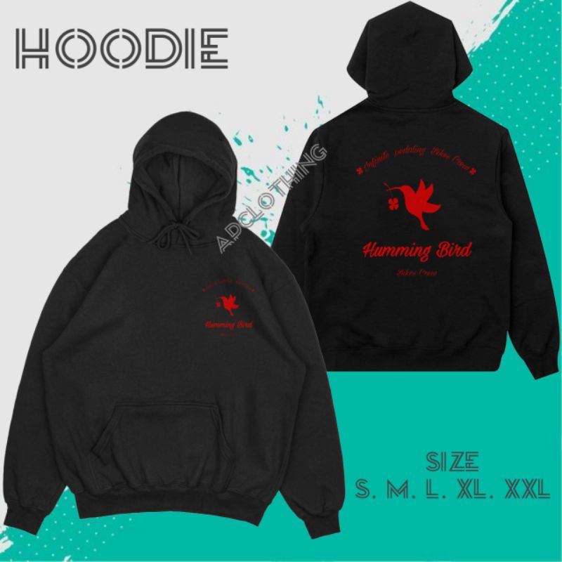 Hoodie Dewasa Humming Bird Bikes Crew Sweater Unisex Hitam