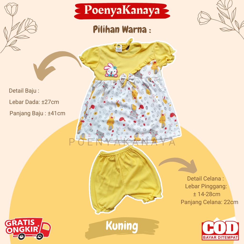 Setelan Rok Pendek Bayi Motif PITA BARU Rifky 3-12 Bulan SDR23