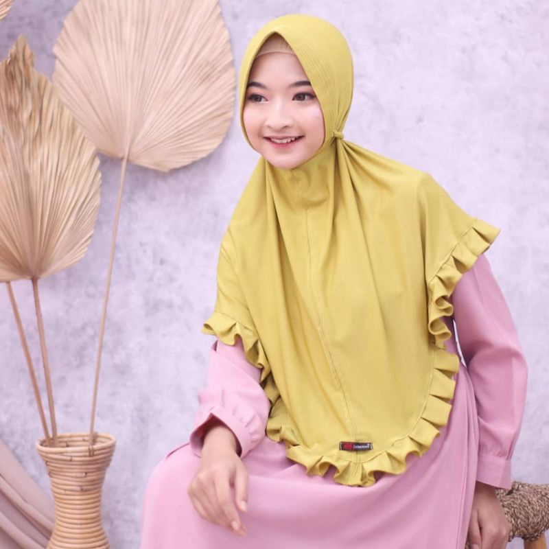 (10warna)Khimar pet jersey rempel/BergoJerseyRempel