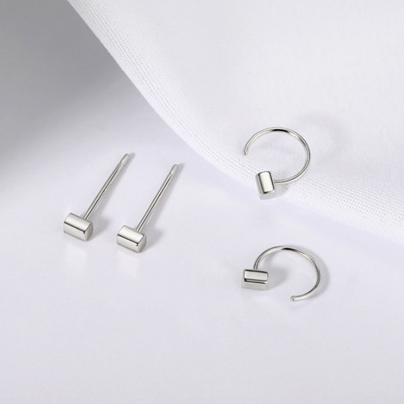 Magic789 Anting Bulat Sterling Silver 925 Model Kubus Kecil Minimalis Untuk Wanita