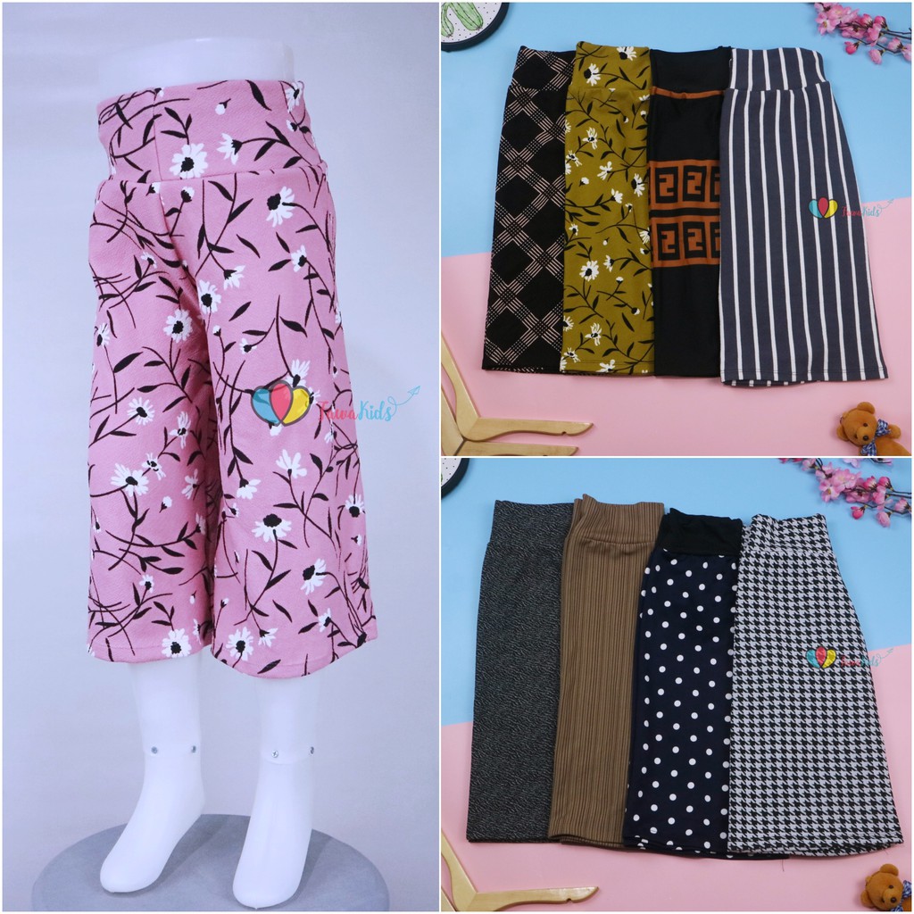 Kulot Motif Uk. 7-8 Tahun / Celana 3per4 MOTIF Anak Perempuan Batik Murah Model Salur Polkadot