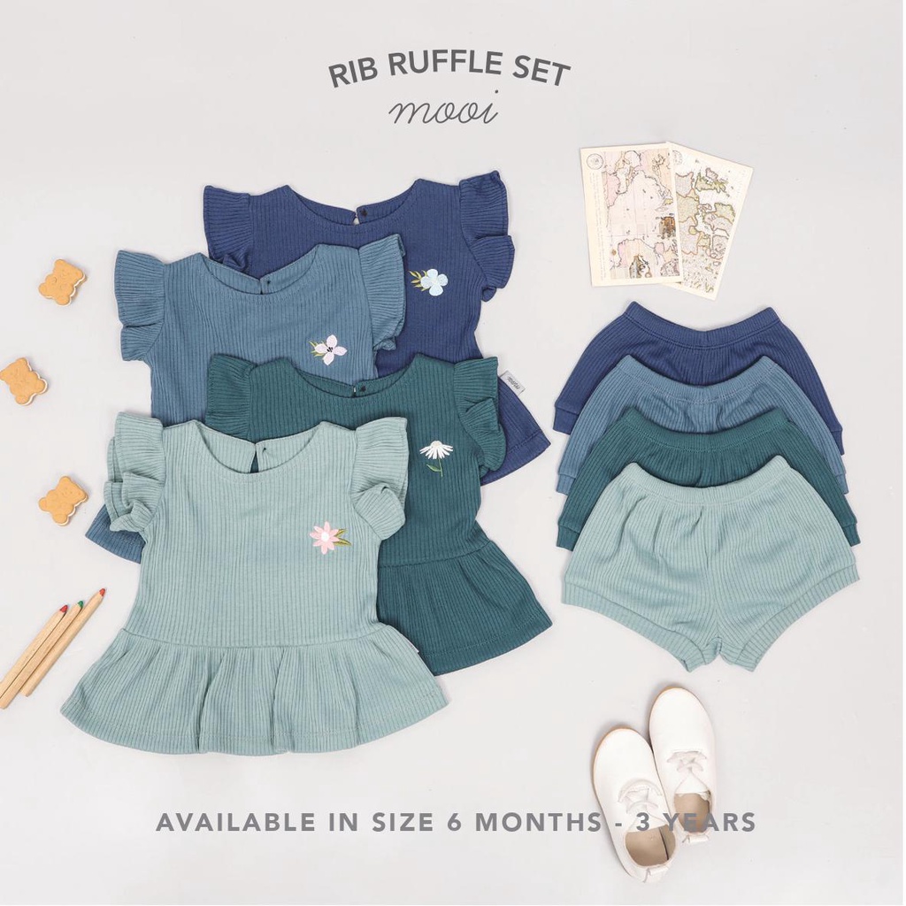 PROMO 7.7 PROMO BAJU LEBARAN MURAH MOOI RIB RUFFLE SET SETELAN RUFFLE ANAK SETELAN ANAK PEREMPUAN