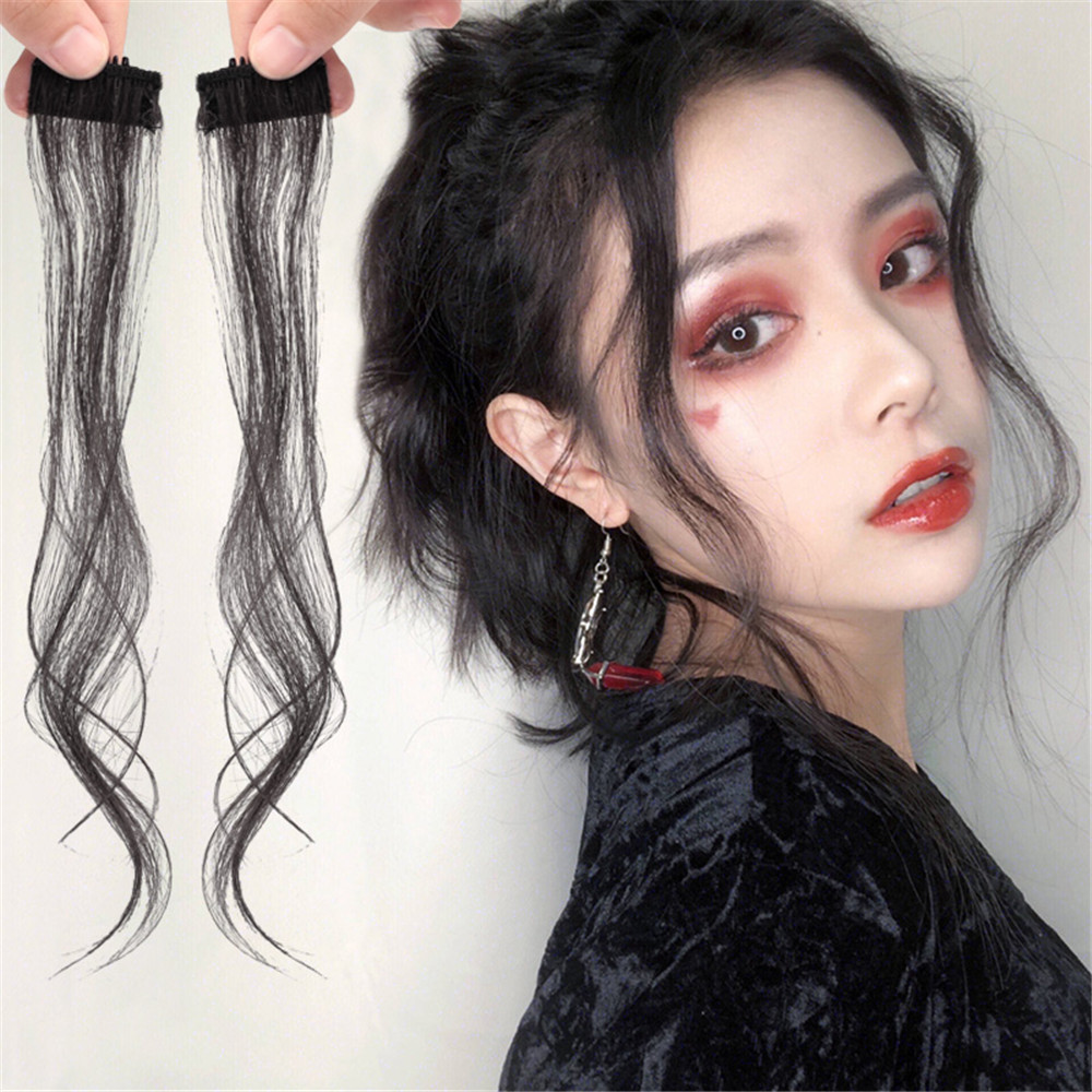 1 Pasang Wig Poni Rambut Model Naga Whisk Influencer Sisi Ganda