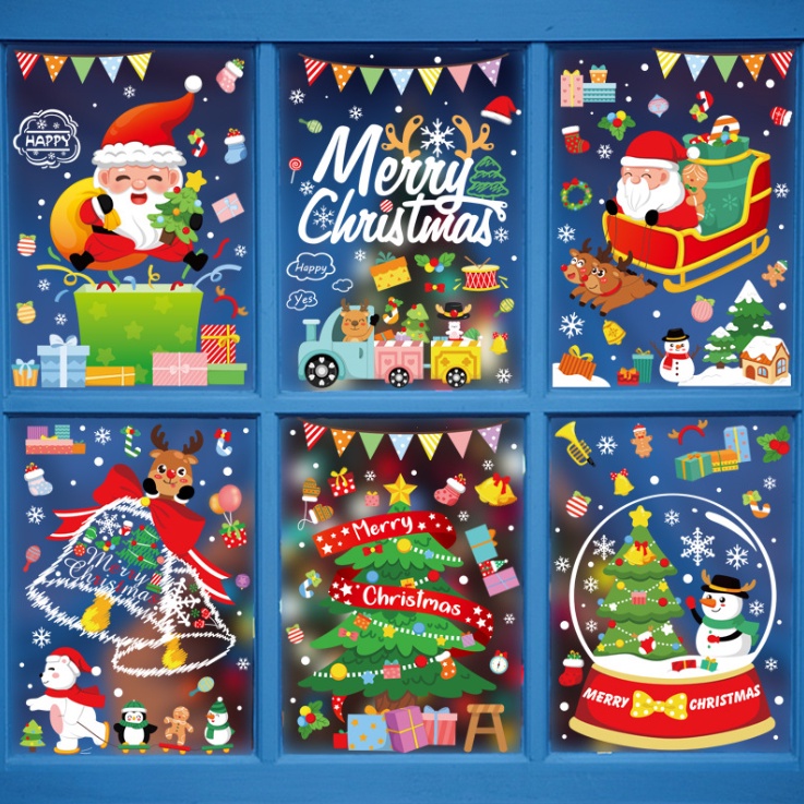 [ORGM] *NATAL* Sticker Dekorasi Sticker Decal PVC Sticker Jendela Kaca Motif Natal Xmas Santa Ginger Snowman