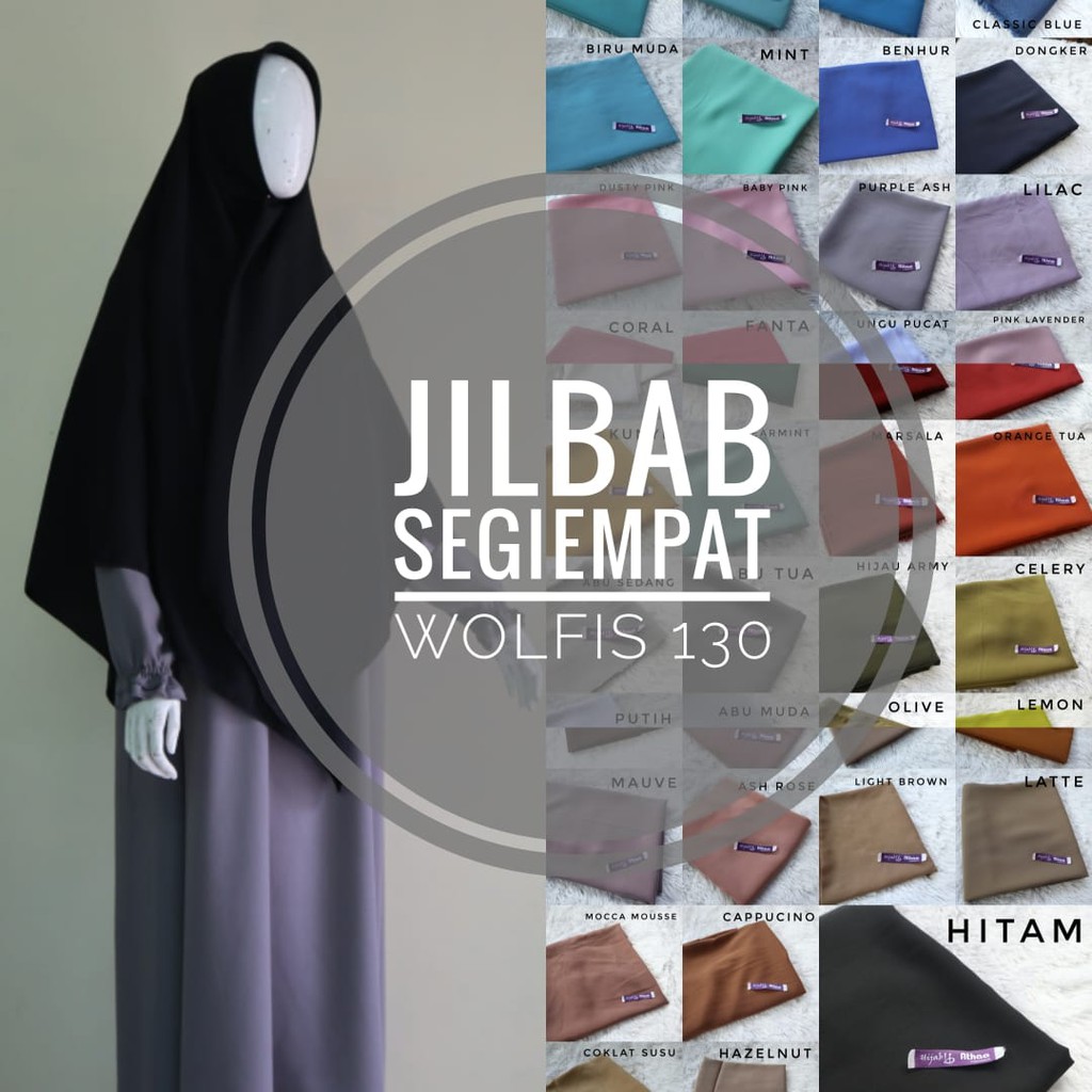 Jilbab Segiempat Wolfis 130 x 130 Khimar / Jilbab Segi empat Jumbo