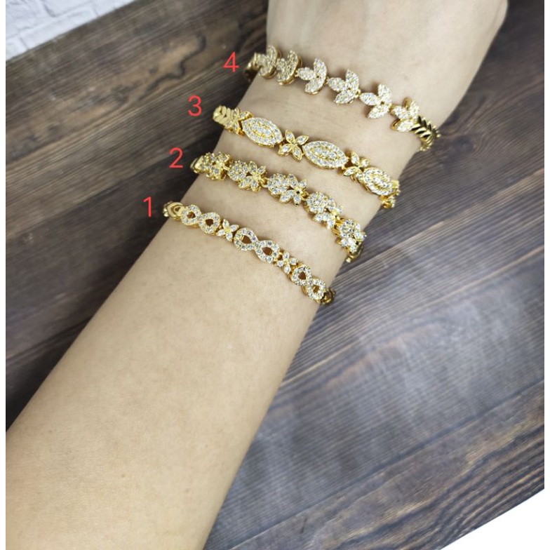 Fifi Fashion Gelang Model Berlian Bling Bling Model Perhiasan Lapis emas 28#