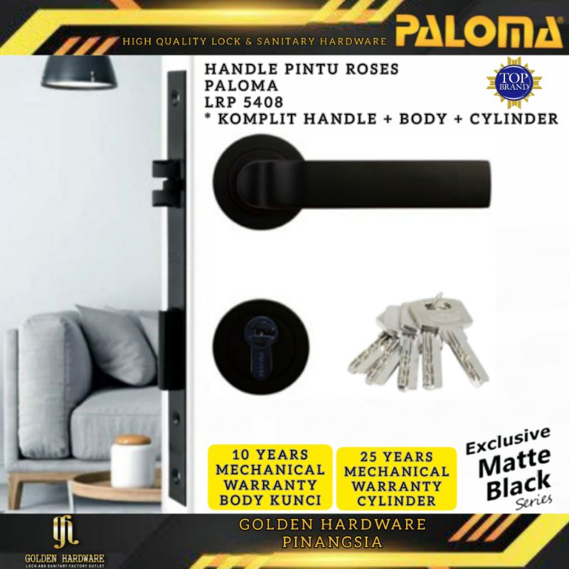 Kunci Pintu Set Handle Pintu Hitam Black Gagang Pintu Paloma LRP 5408