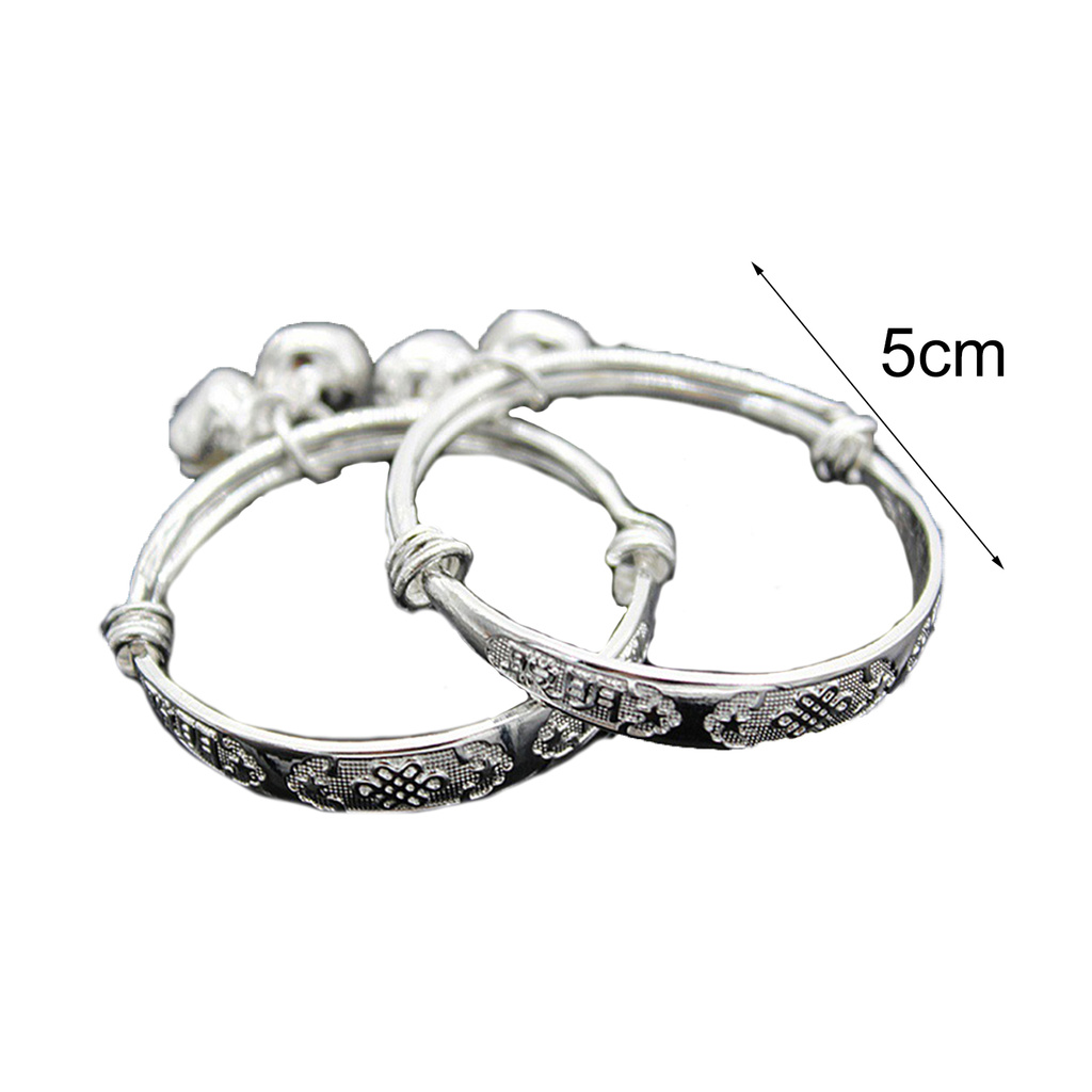 canaan Bracelet Embossing Design Adjustable Jewelry Bell Pendant Baby Bangle for Toddler