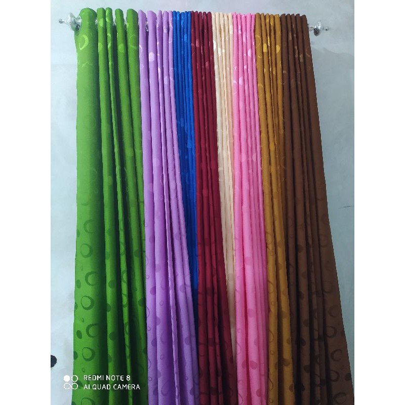 Gorden Jendela Minimalis Embos Volkadott Ready semua Warna motif  Bonita Model Smokring 5 Gelembung