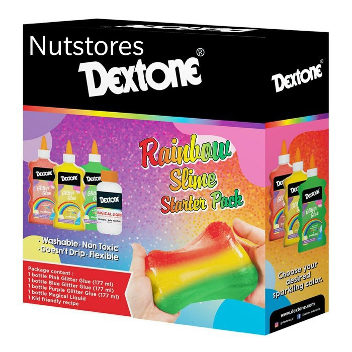 DEXTONE SLIME KIT UNICORN RAINBOW CONFETTI METALLIC GLOW IN THE DARK