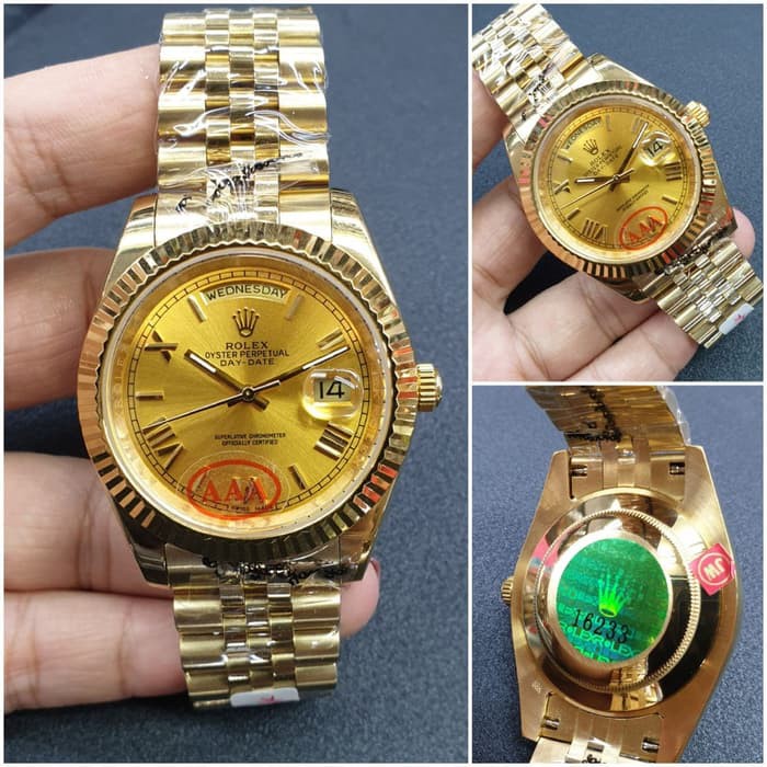 Jam Tangan Pria Rolex Daydate Gold Romawi MIYOTA JAPAN