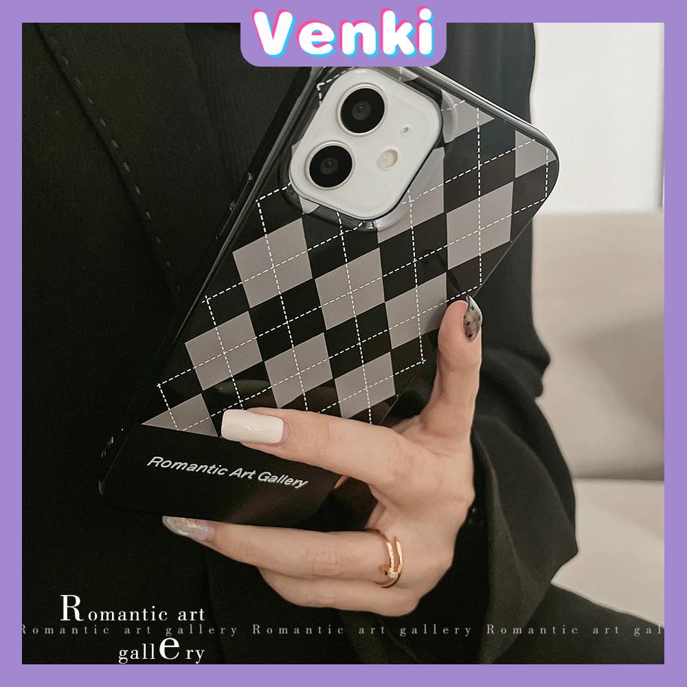 Soft Case Silikon Hitam Glossy Motif Berlian Kotak-Kotak Untuk Iphone 13 Pro Max / 12pro Max / 11 / Pro Max / 7p / 8 / 7p / 8p / X / Xr / Xs Max