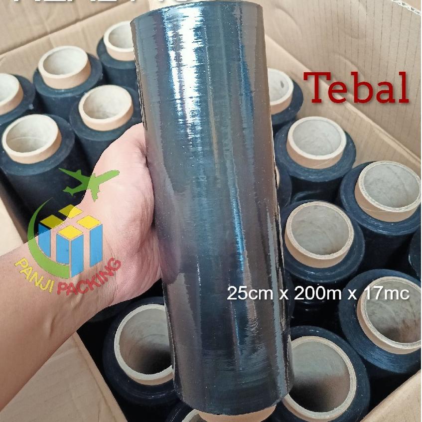 

[PRODUK BCT0Q] Stretch FIlm Hitam 25cm x 200m Plastik Wrapping Tebal Plastic wrap Bungkus koper Bandara Black 0NJ