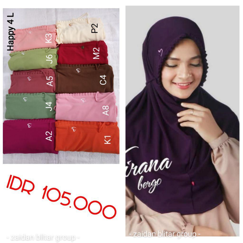 Jilbab Instan Pasmira Happy 4 L - Zaidanmall