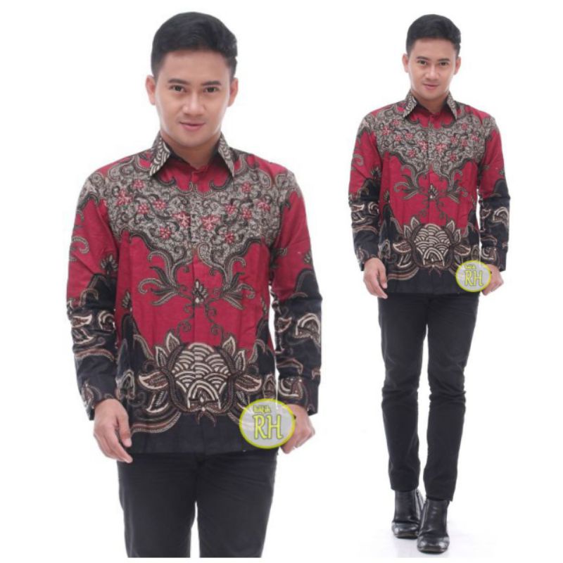 Kemeja Batik Pria Lengan Panjang Size M L XL XXL Batik Hrb02